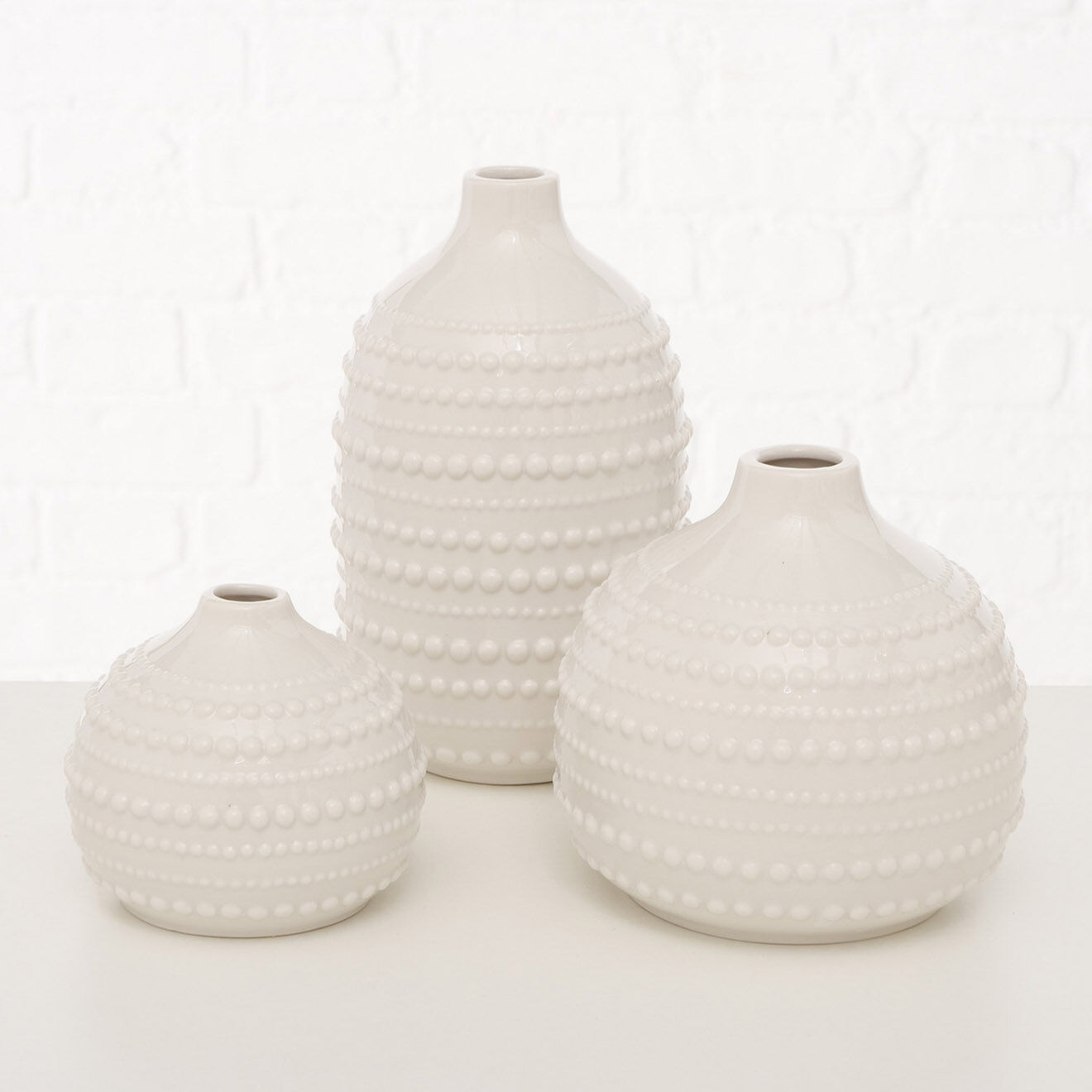 Boltze 3 Vases en Porcelaine Meruna blancs