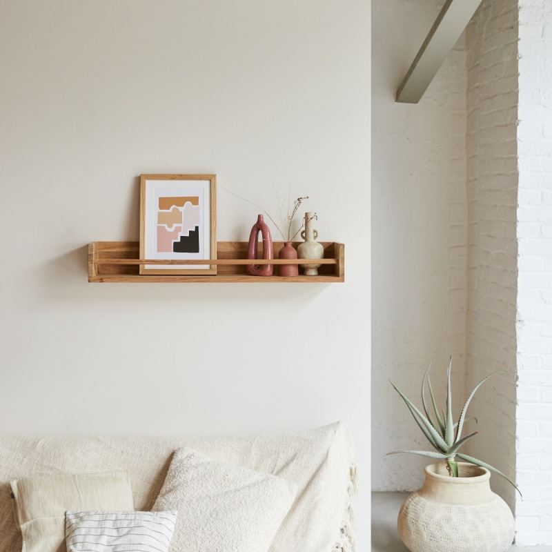 Etagère murale en bois de teck Ugo H 15 x L 100 x P 20 cm