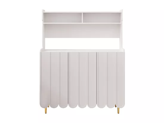 Buffet blanc (120 x 40 x 151 cm), buffet de cuisine, style moderne, étagères ouvertes