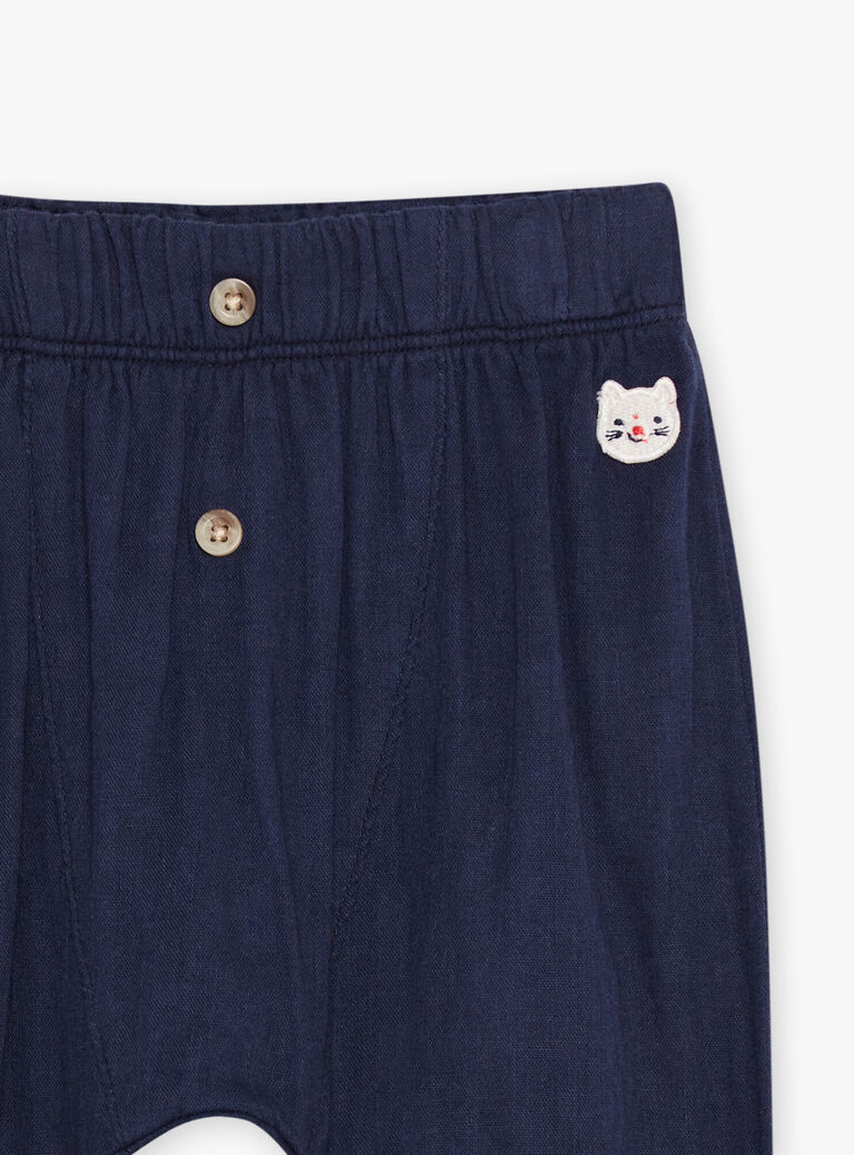 Pantalon en tubique bleu marine