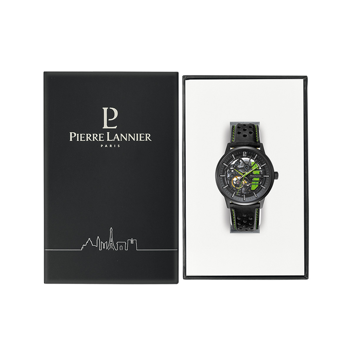 Montre PIERRE LANNIER Paddock homme automatique bracelet cuir noir