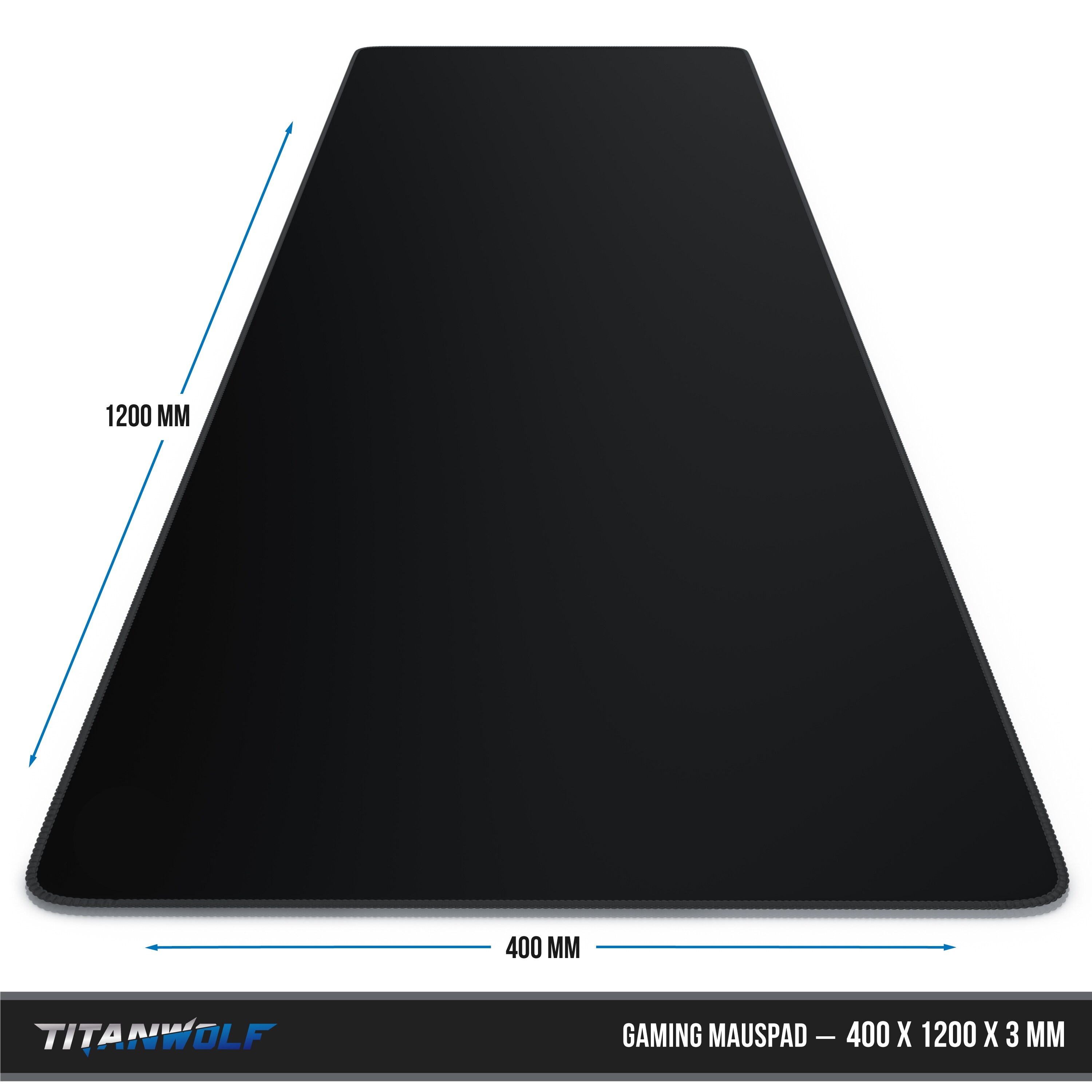 CSL Gaming Mauspad, extra groß, 1200 x 400 x 3 mm Schreibtischunterlage XXXL, Rutschfest, schwarz
