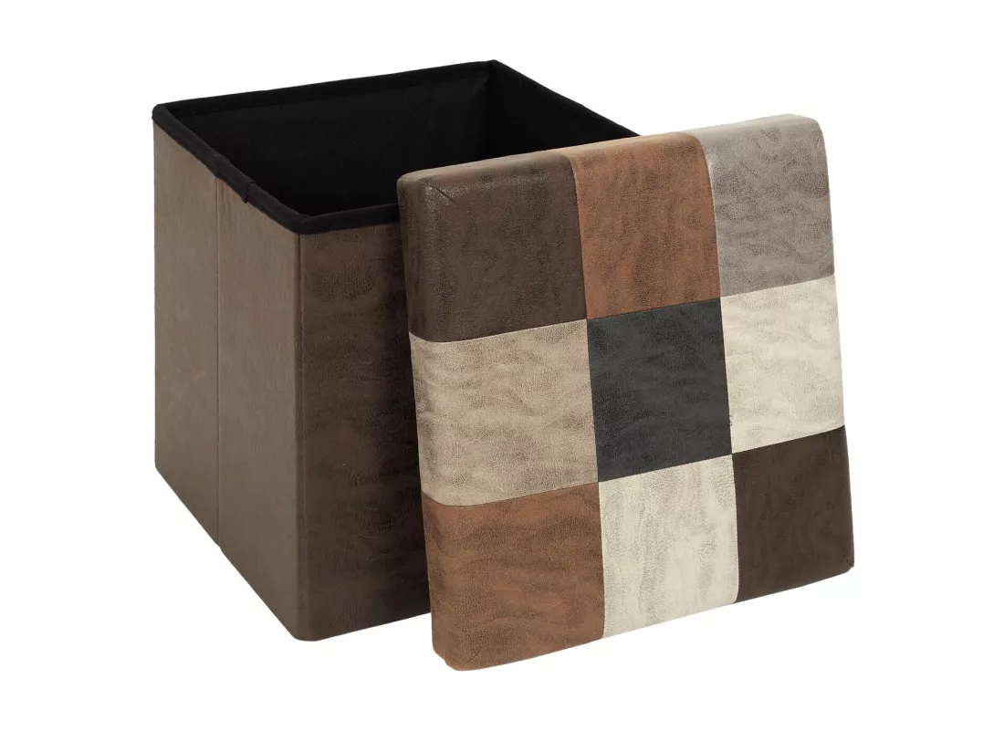 Coffre Pouf Pliable Patchwork Pu M4