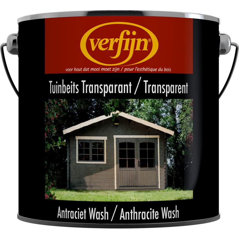Verfijn Tuin- & Steigerhoutbeits Transparant 2,5L antraciet wash