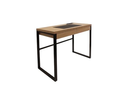 THE HOME DECO FACTORY - Bureau en métal et bois Industriel - L. 100 x H. 74 cm - Noi...