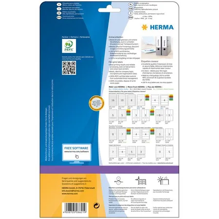 HERMA Ordneretiketten A4, 192 x 61 mm, weiß, blickdicht, permanent haftend, für breite Ordner (kurz)