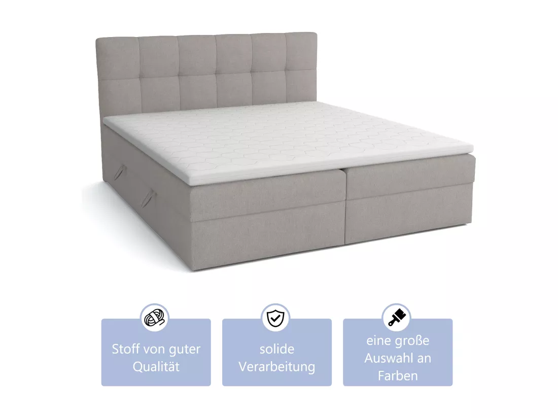 LIT BOX avec surmatelas Corino gris 140x200 cm
