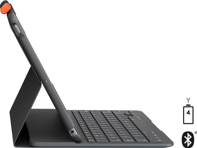 Logitech Slim Folio - Cover Met Keyboard - Grijs - Voor Ipad 9/8/7 Gen.