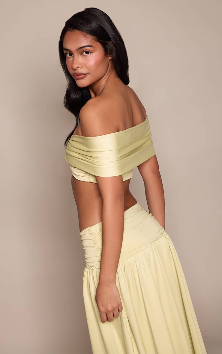 Citron Vert Haut Bardot Avec Détail Nœud Ensemble Coordonné