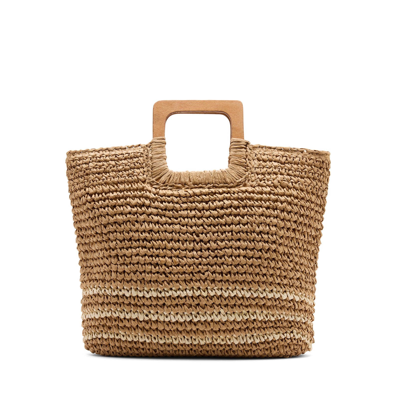 Beige raffia handtas