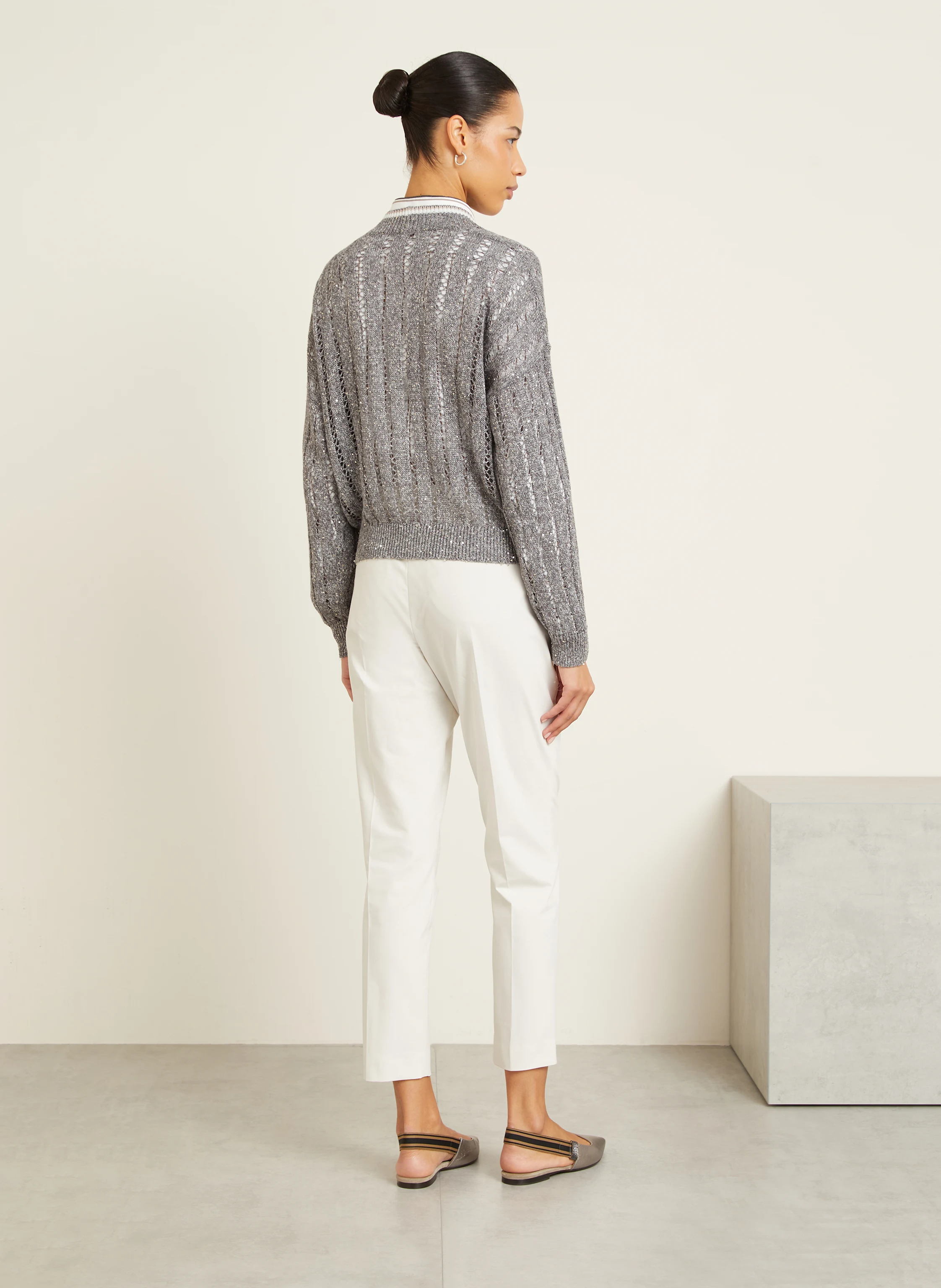BRUNELLO CUCINELLI Strickjacke aus Leinen mit Pailletten