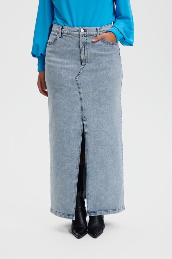 Gestuz SiwGZ HW long skirt Light blue washed