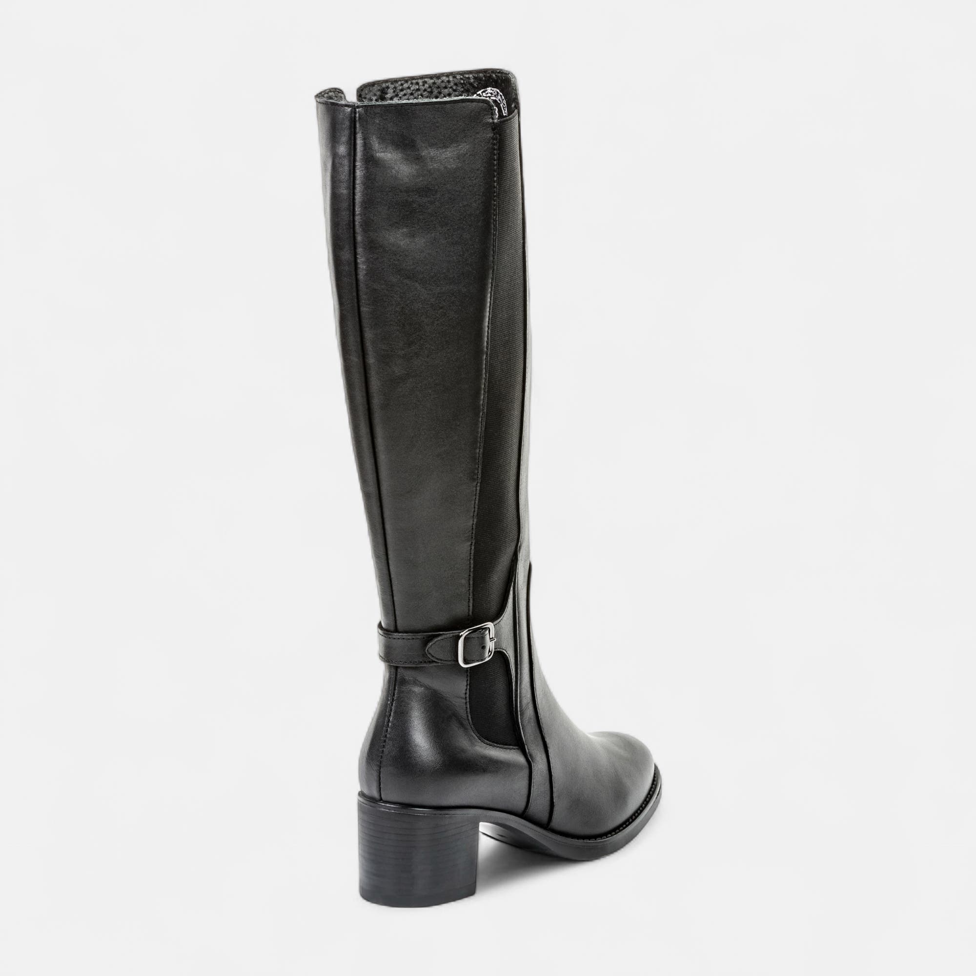 Bottes à talon Femme en cuir noir