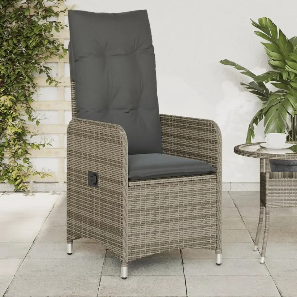 vidaXL - Tuinstoelen met kussens - Grijs - Poly Rattan - 2 stuks
