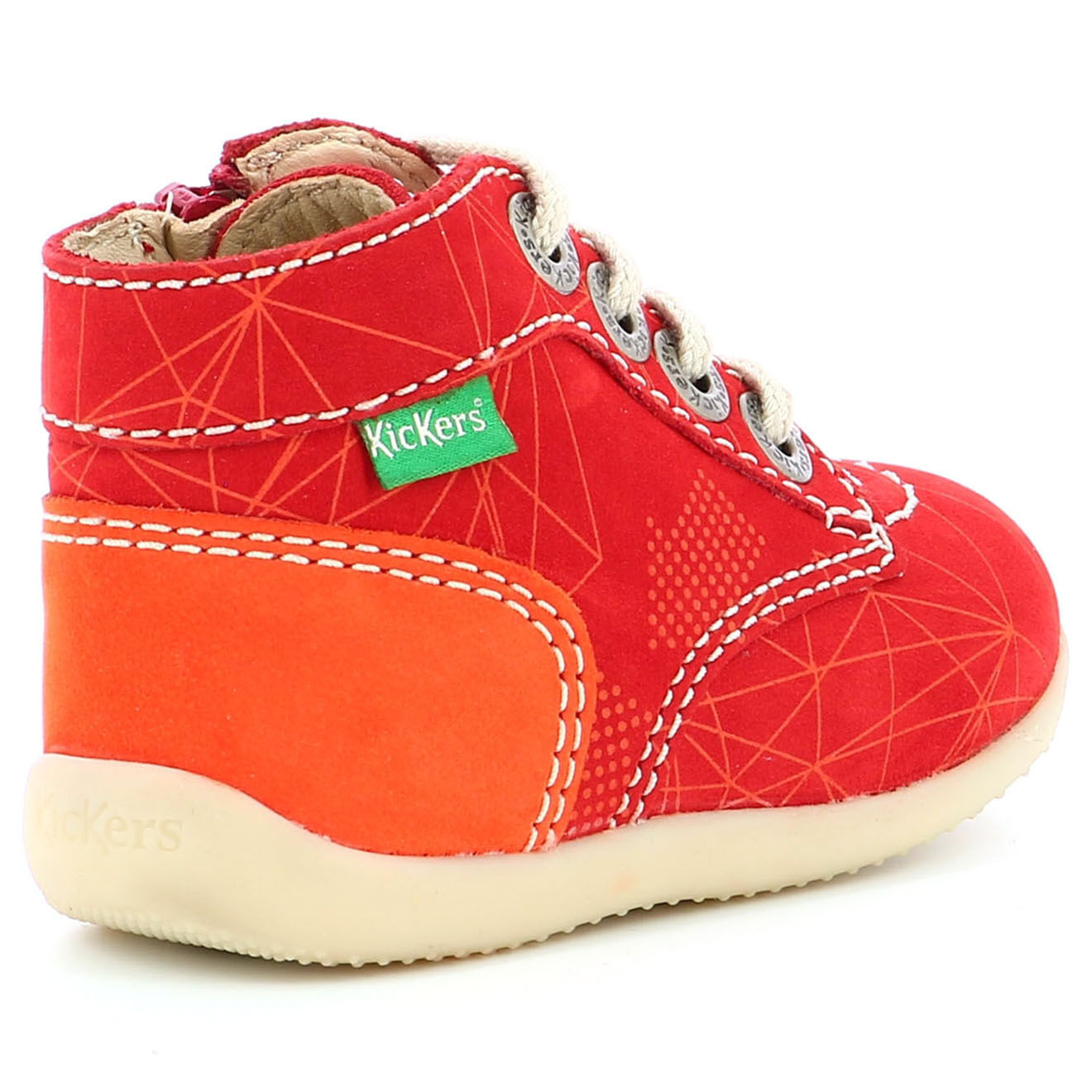 Kickers Bottillons en Cuir Bonzip-2 rouge/orange