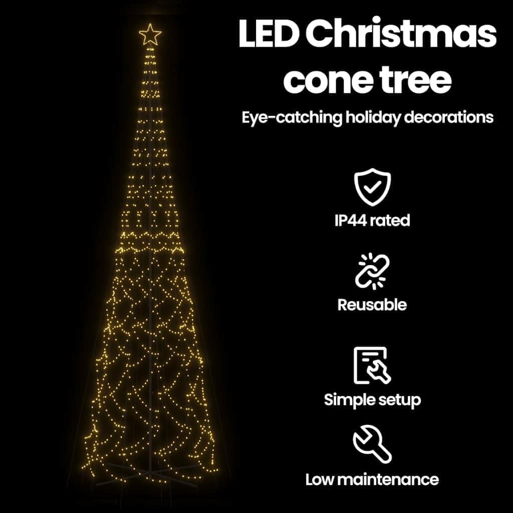 vidaXL LED Weihnachtsbaum Kegelform Tannenbaum Lichterbaum Weihnachtsdeko Stern Beleuchtung Außen Beleuchtet Lichterkette Warmweiß 3000 LEDs 230x800cm