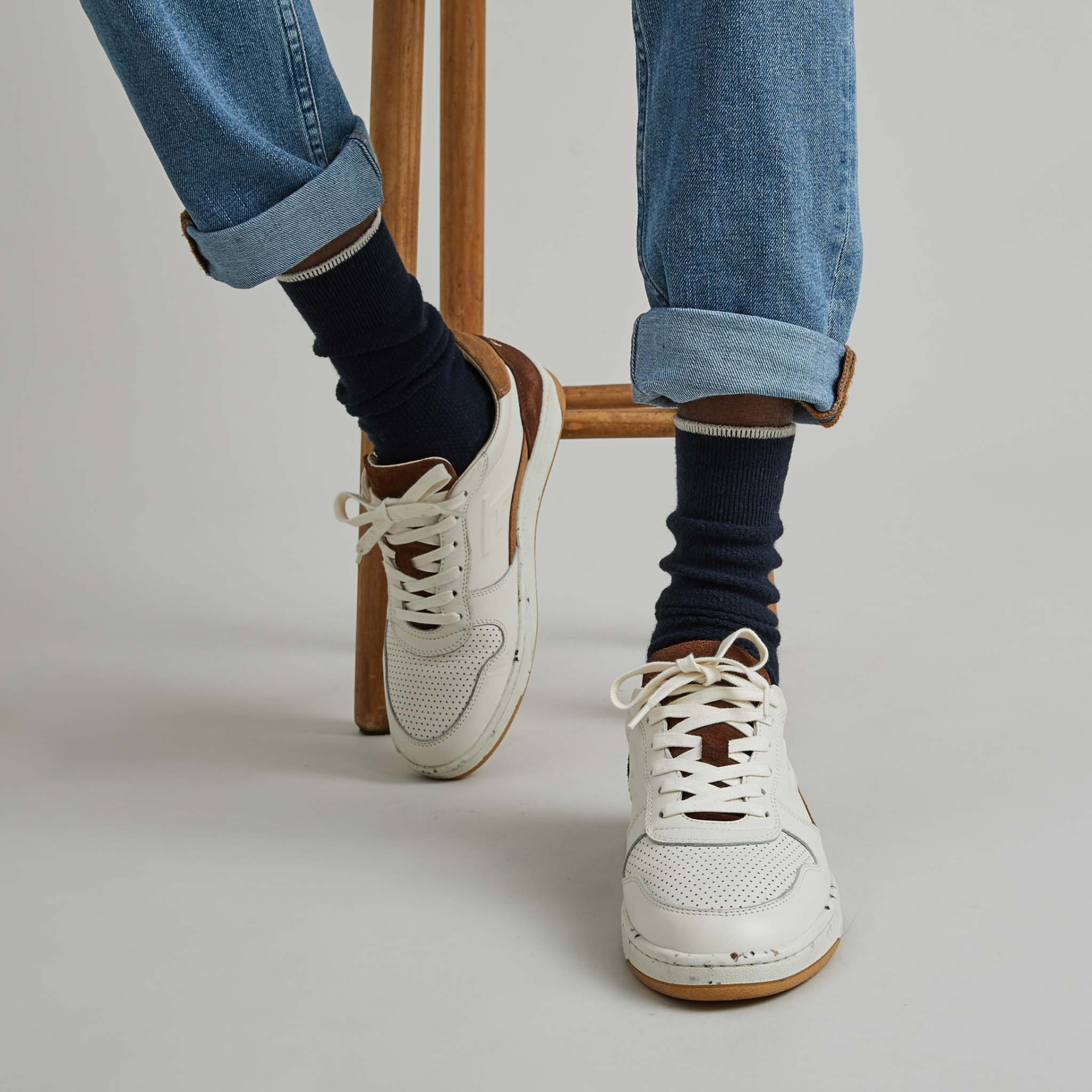 Chaussettes bleu marine & grise végan en coton et polyester recyclé - modèle Socks x3