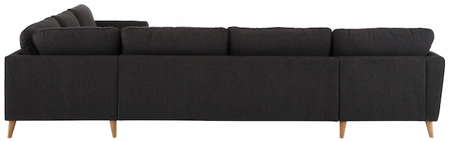 Home affaire Wohnlandschaft »MARSEILLE XXL 349cm, U-Form, Ottomane rechts/links wählbar« Massivholzbeine Eiche, Landhausstil, Wellenunterfederung