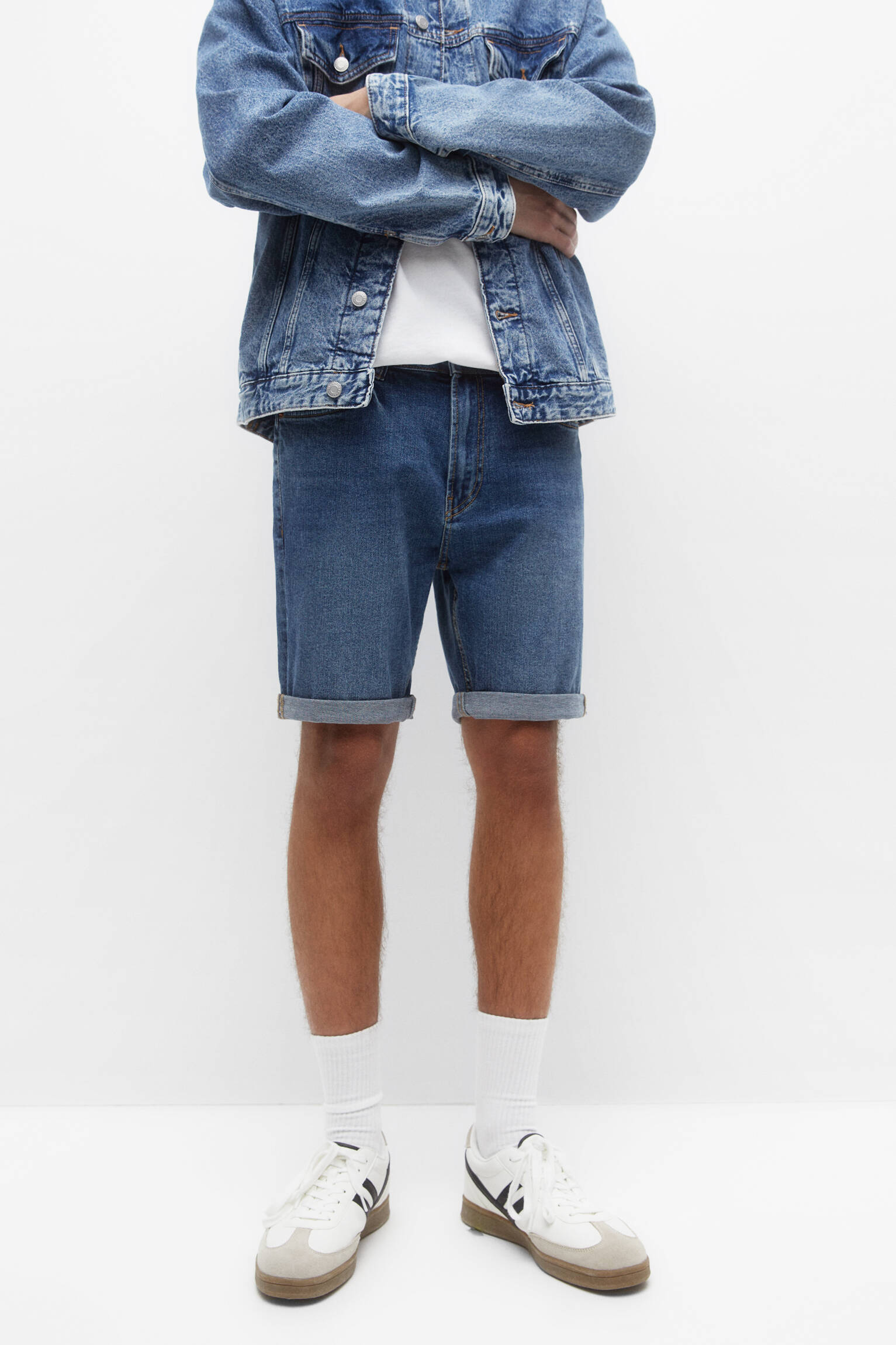 Bermuda jeans slim - azul marinho