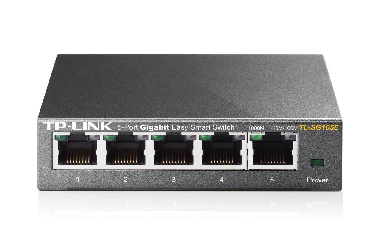 Switch Omada Easy Smart 5 x 1G Ports TL-SG105E 5 Port5-Port-Gigabit-Easy-Smart-Switch mit 4 PoE+-Ports