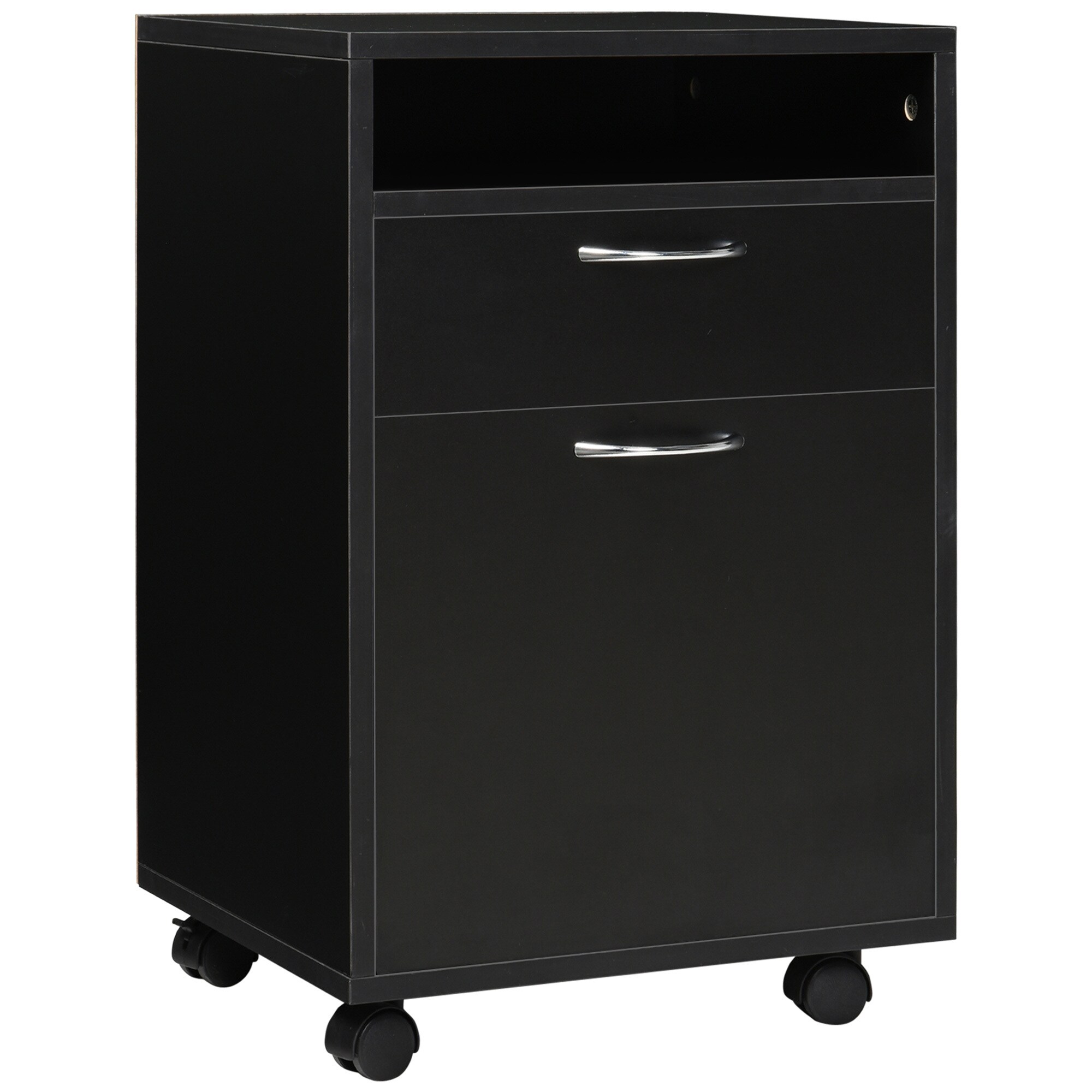 HOMCOM Aktenschrank mit Rollen schwarz 40L x 35B x 60H cm