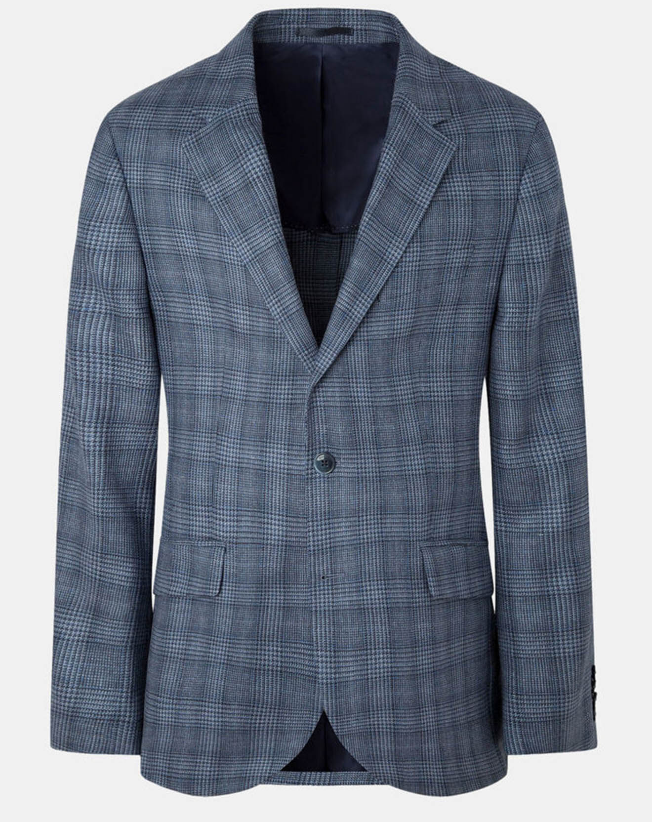 Hackett London Veste en Soie & Laine Check à imprimé Prince de Galles bleu moyen