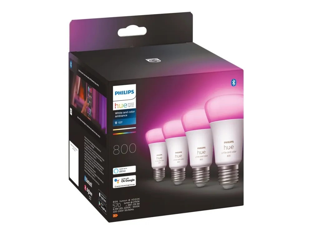 Philips Hue White Color Ambiance - E27 pærer - 4-pak