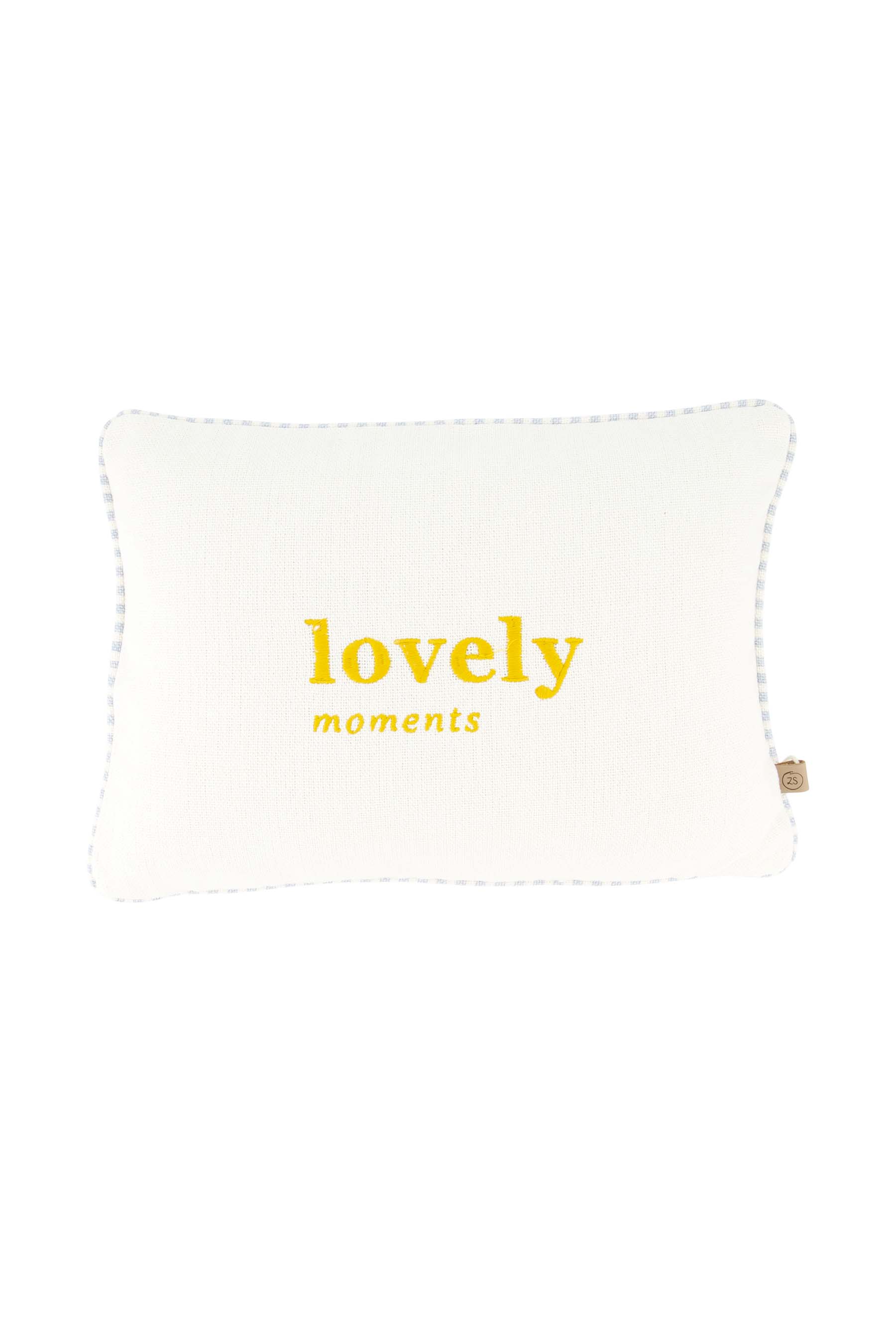 kussen lovely moments gekleurde bies 35x25cm