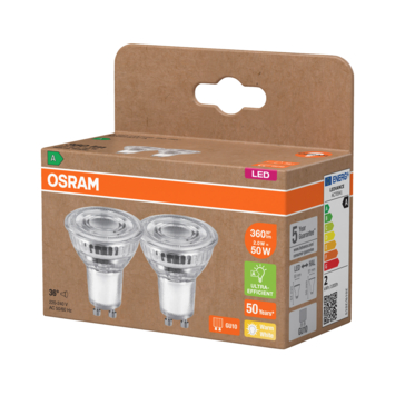 Osram LED GU10 spot 2W warm-wit, 2 stuks