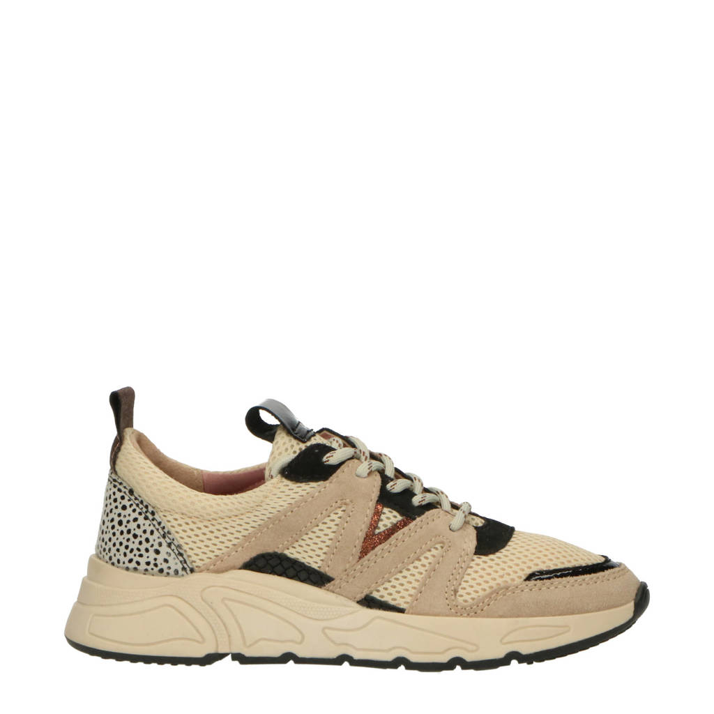 PS Poelman chunky leren sneakers beige/zwart