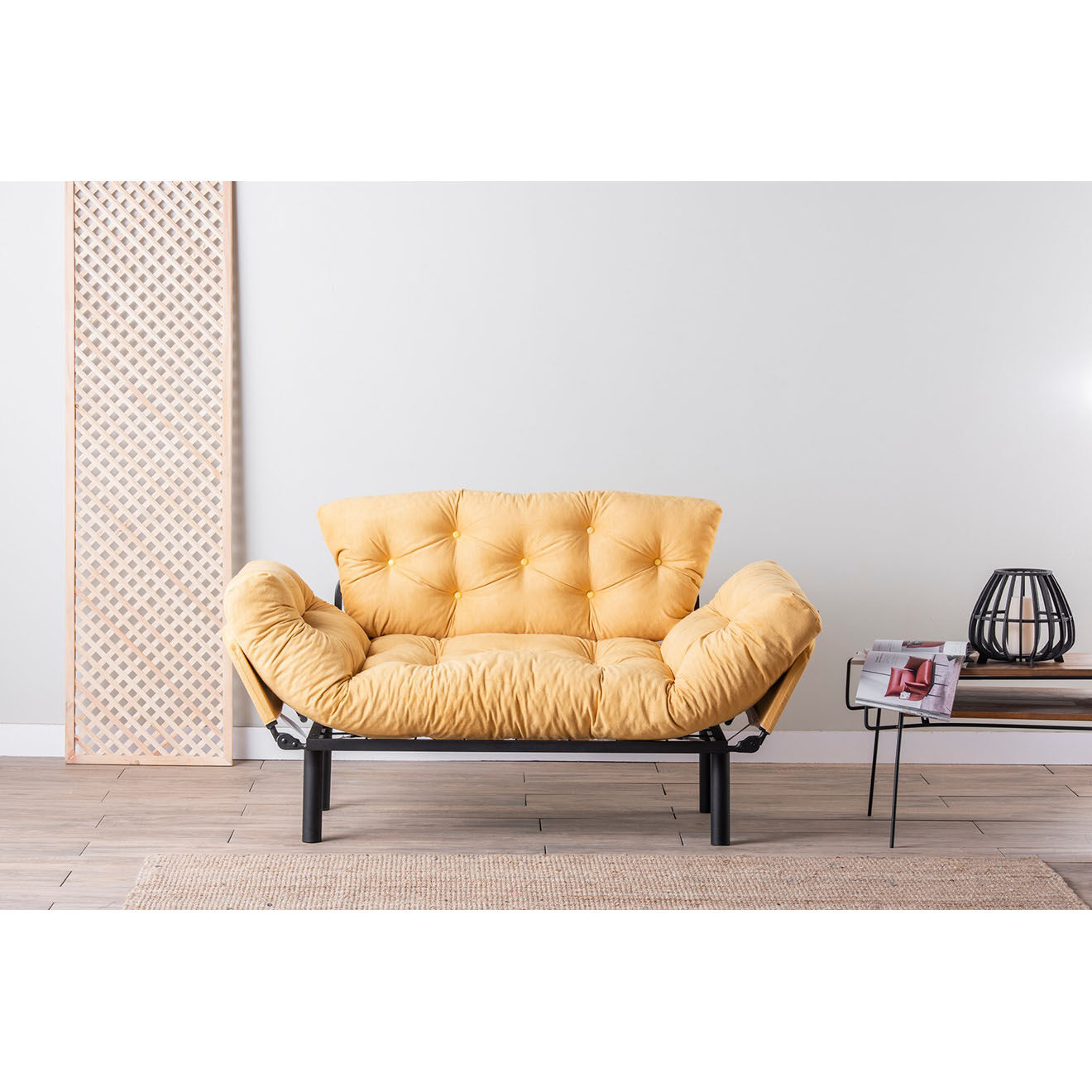 Atelier del Sofa Canapé 2 places convertible Nitta moutarde - 110x53x45 cm