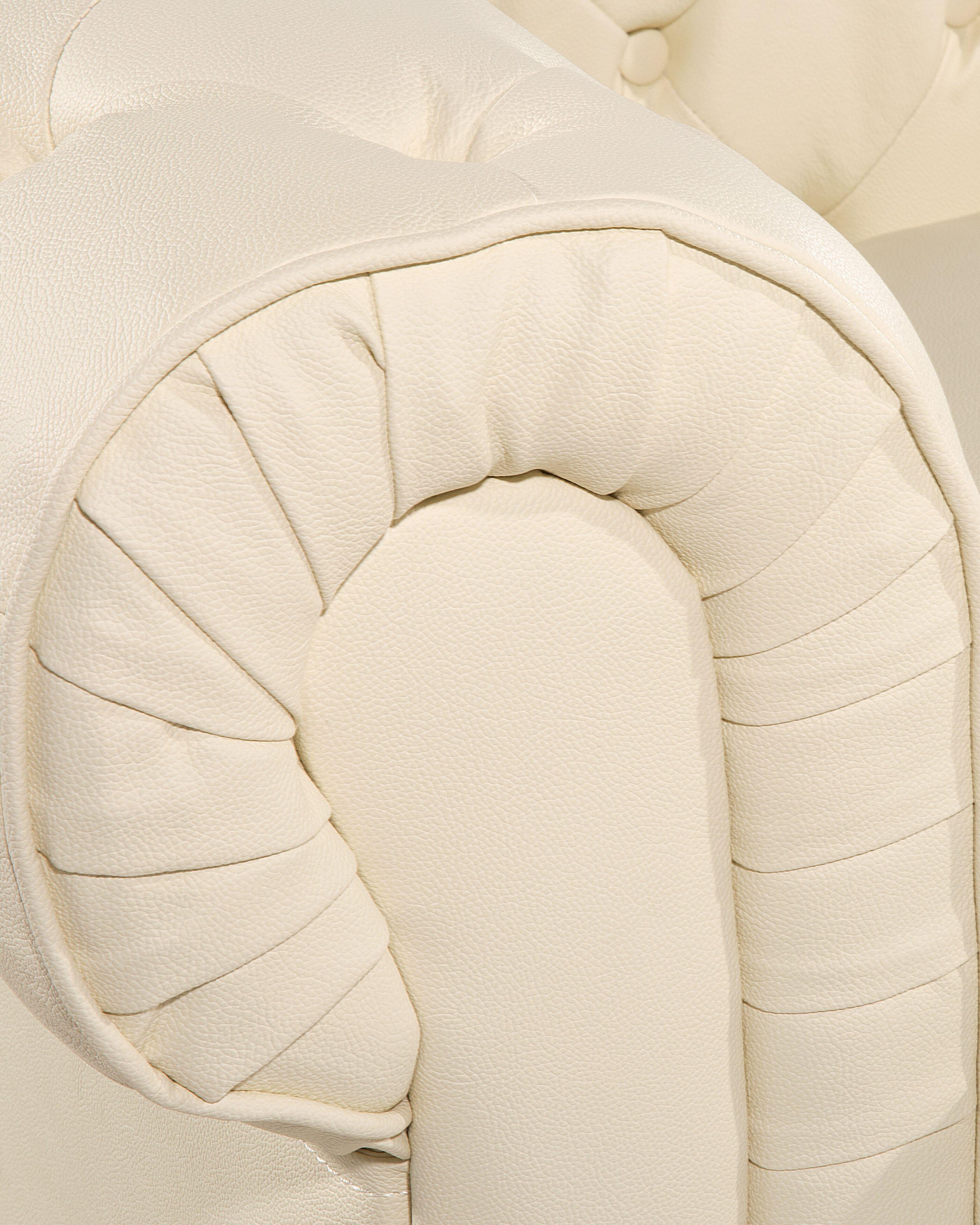 Fauteuil CHESTERFIELD Leer Lichtbeige