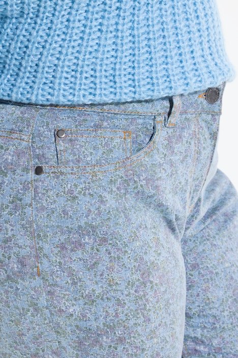 Jeans, Blumenmuster, 5-Pocket
