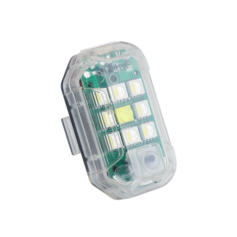 (4er Set) Wiederaufladbares LED Warnlicht USB Blitz Licht mit Fernbedienung und Ladekabel für Velo / Auto / Drohne - Bunt