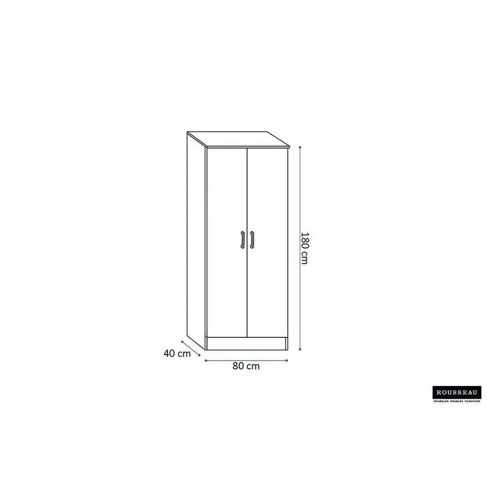 Opbergkast Ray 80cm met 2 deuren en 4 legplanken - wit