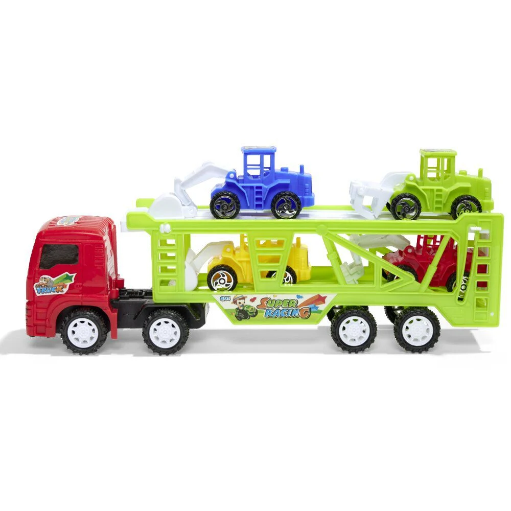 Camion de transport avec 4 tracteurs de chantier L30cm