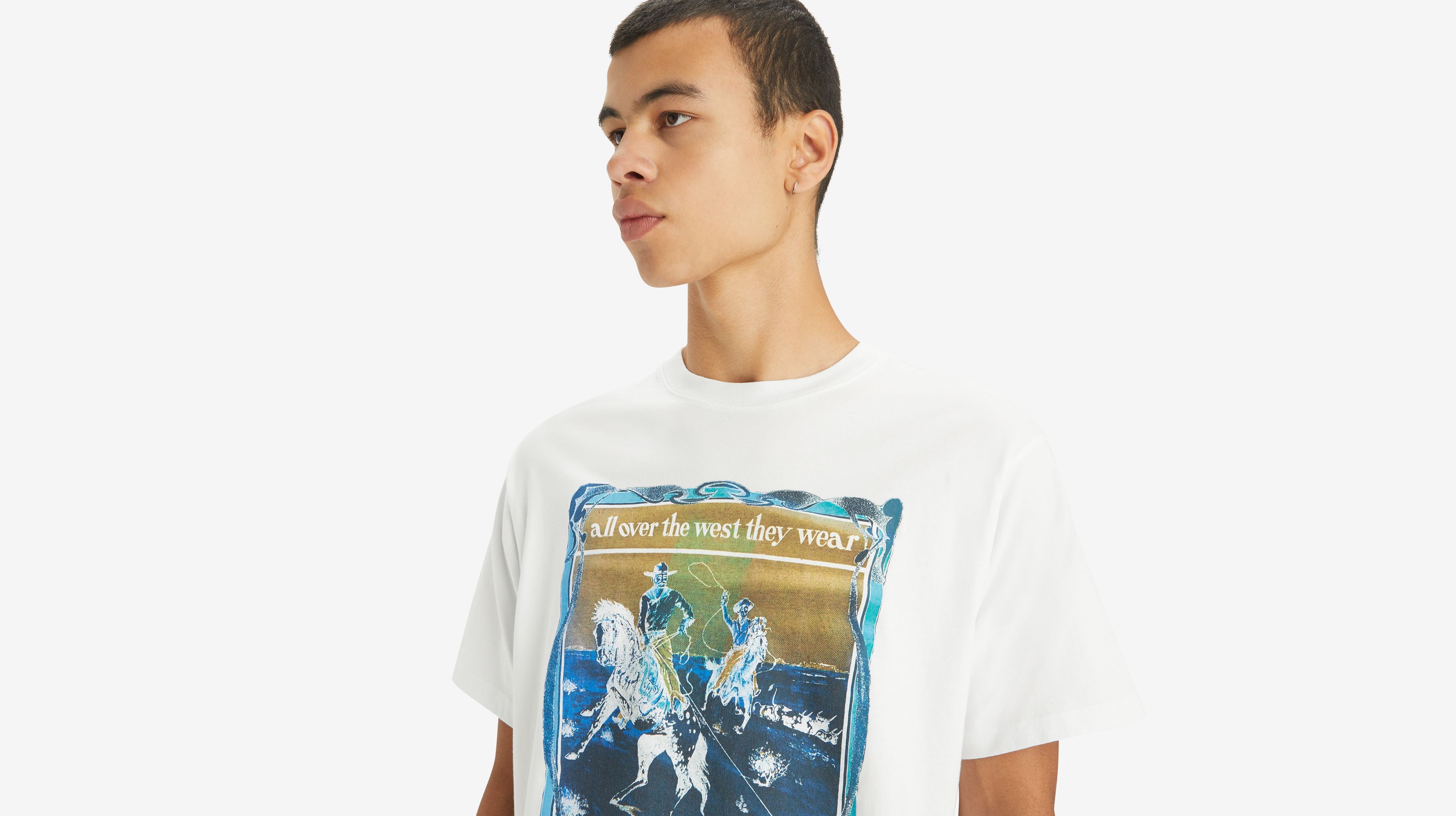 T-shirt graphique vintage - Western Cowboy White+ - Blanc