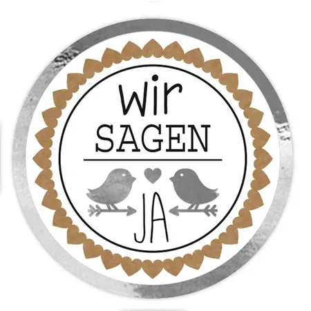 URSUS Sticker Hochzeit mit Schriftzug Wir sagen JA, 24 Stück