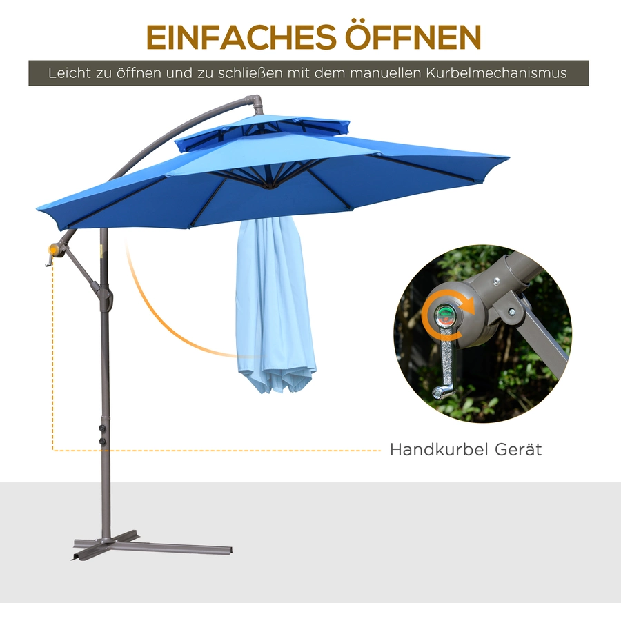 Outsunny Sonnenschirm mit Entlüftung blau
