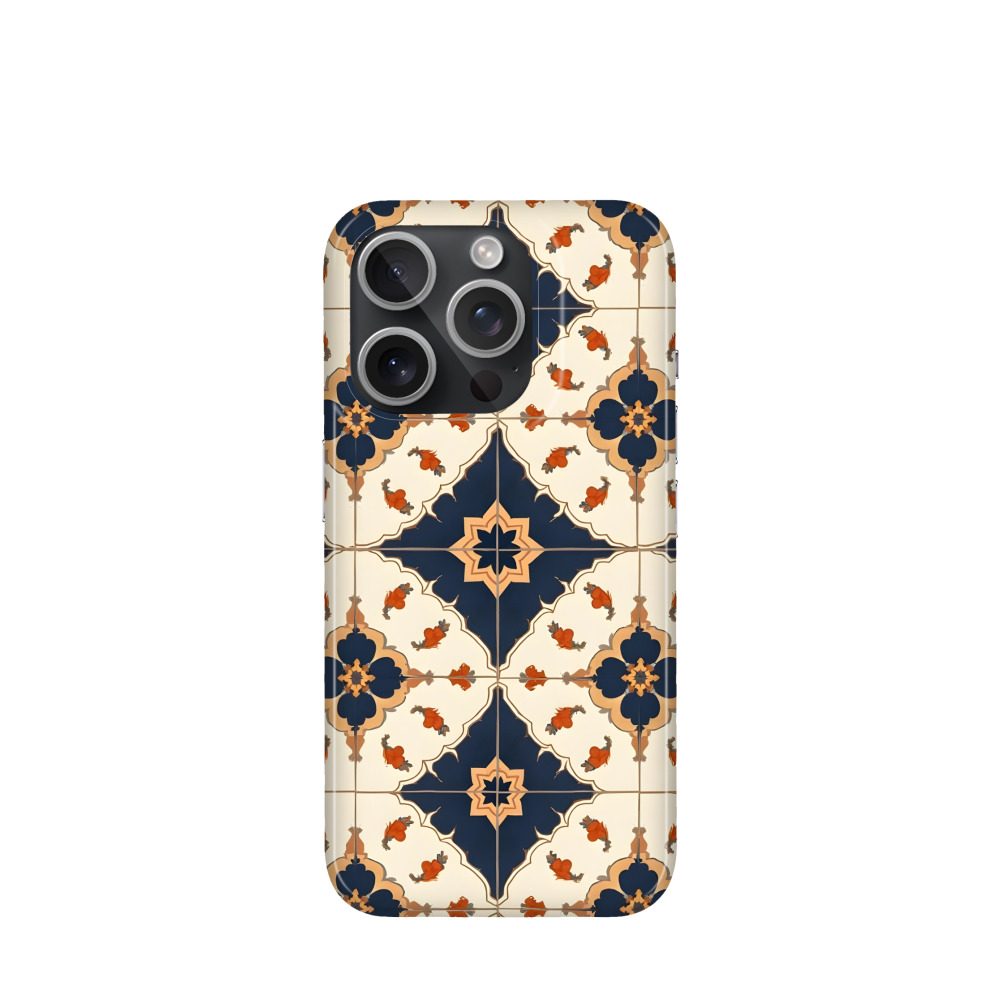 iPhone 15 Pro Kunststoff Hülle Majolika-Karawanentraum - Beige