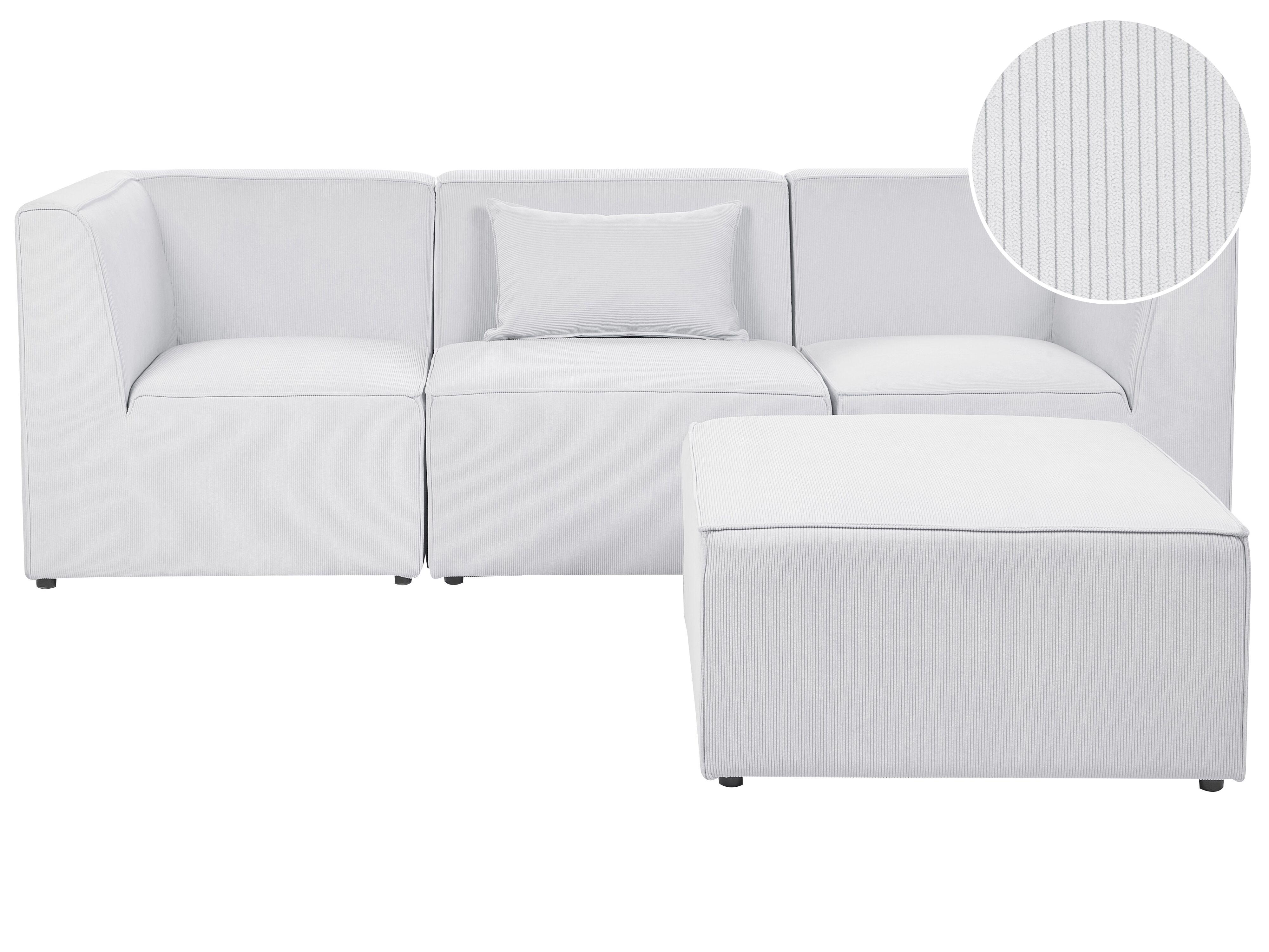 Modulaire bank 3-zits LEMVIG Corduroy Gebroken wit met ottomaan
