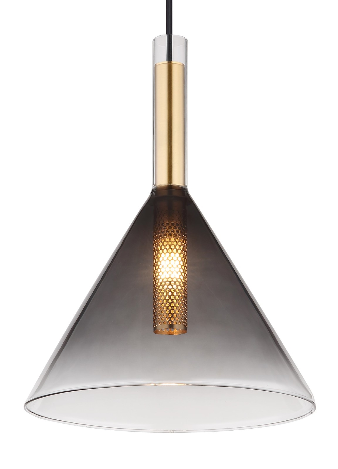 LED-Hängeleuchte - rauchfarben - messingfarben - 120 cm