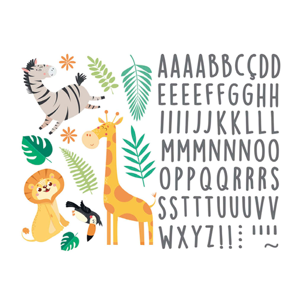 Sticker mural déco prénom savane 30x40cm