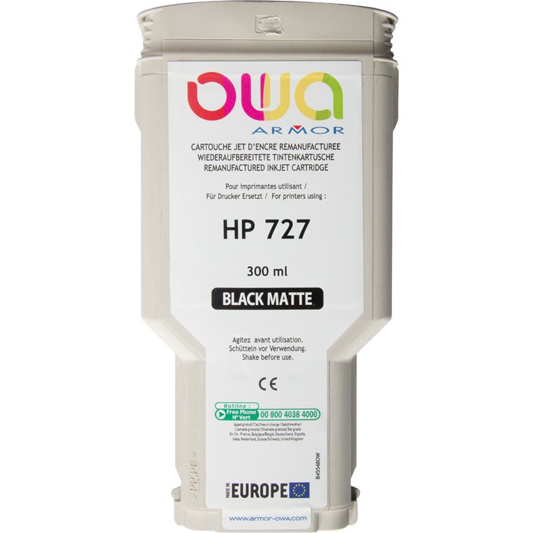 Cartouche d'encre traceur remanufacturée OWA - standard - Noir Mat - pour HP 727