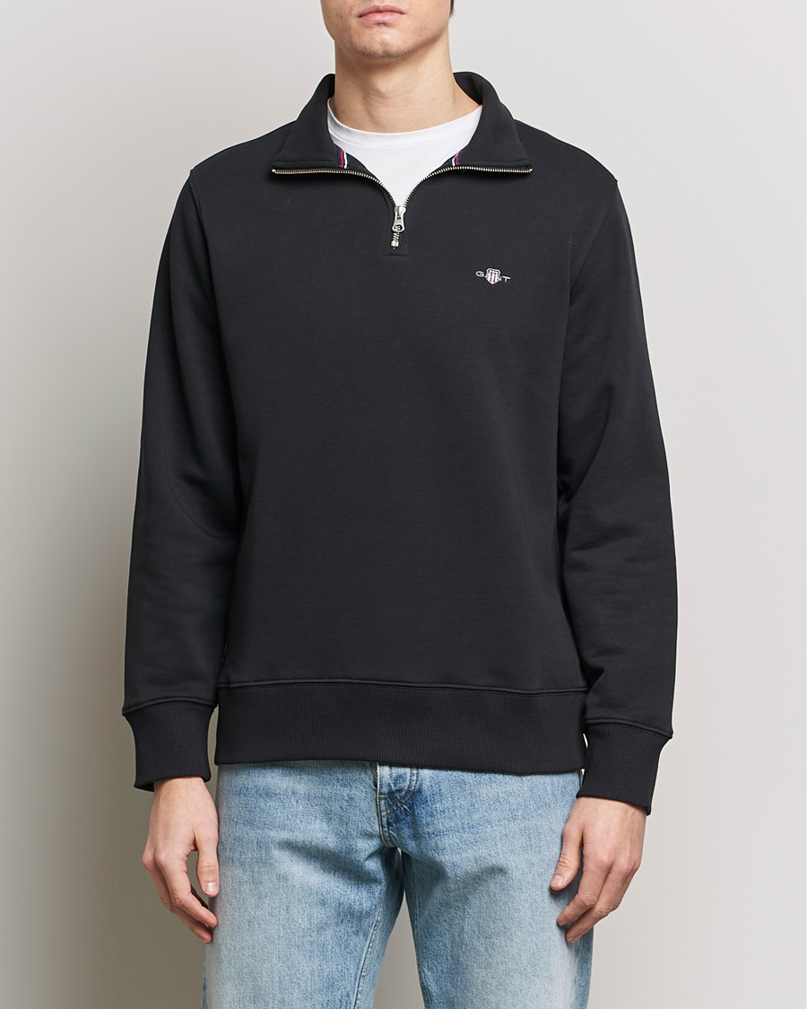 GANT Original Shield Half Zip Sweater Black