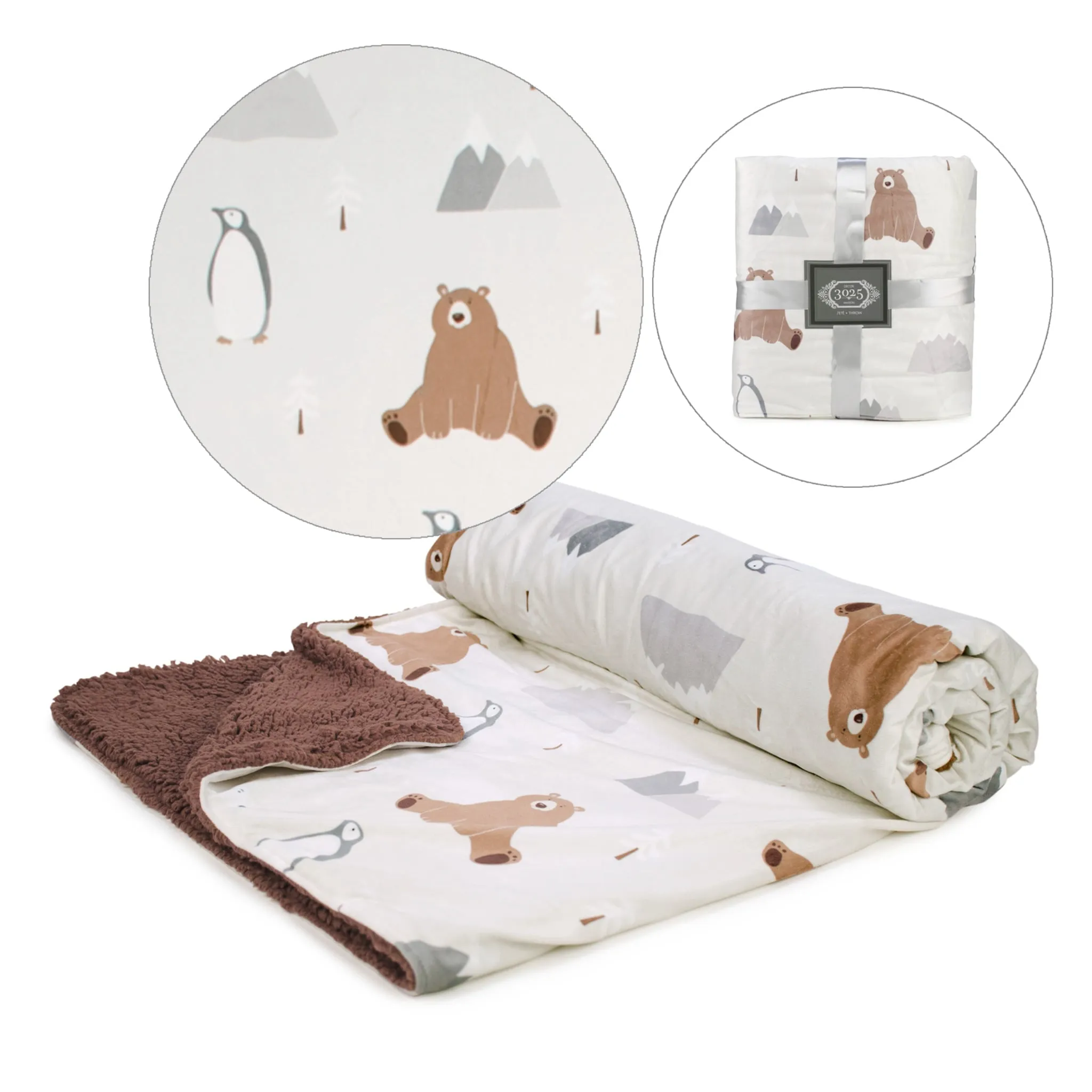 Attitudes Import Couverture Peluche Animaux