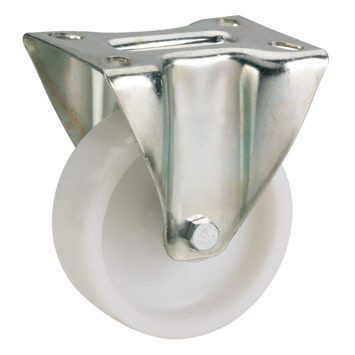 Bokwiel PP met plaatbevestiging Ø 100 mm max. 150 kg wit