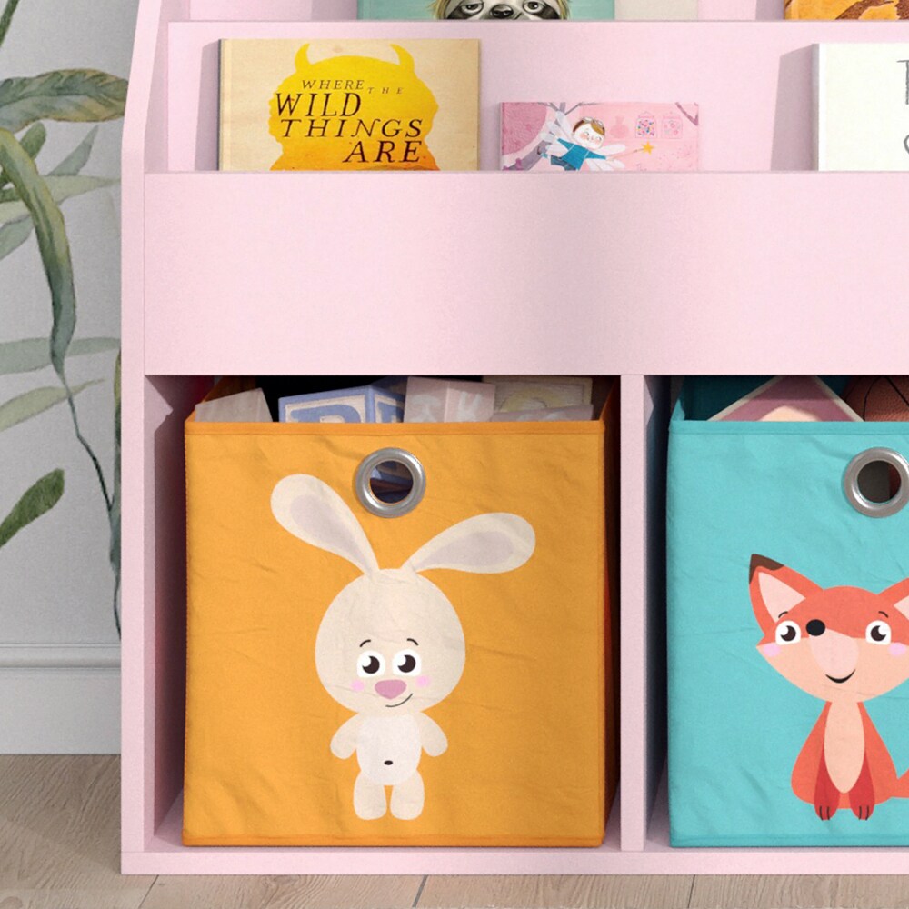 Vicco Kinderbücherregal Luigi 72 x 79 cm, Rosa, Kinderzimmerregal, mit Faltboxen