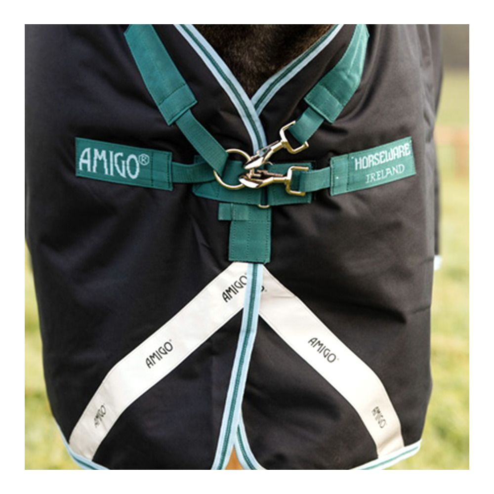 Horseware AMIGO BRAVO 12 REFL PLUS 250G - Couverture de paddock + couvre-cou navy/aqua/turquoise