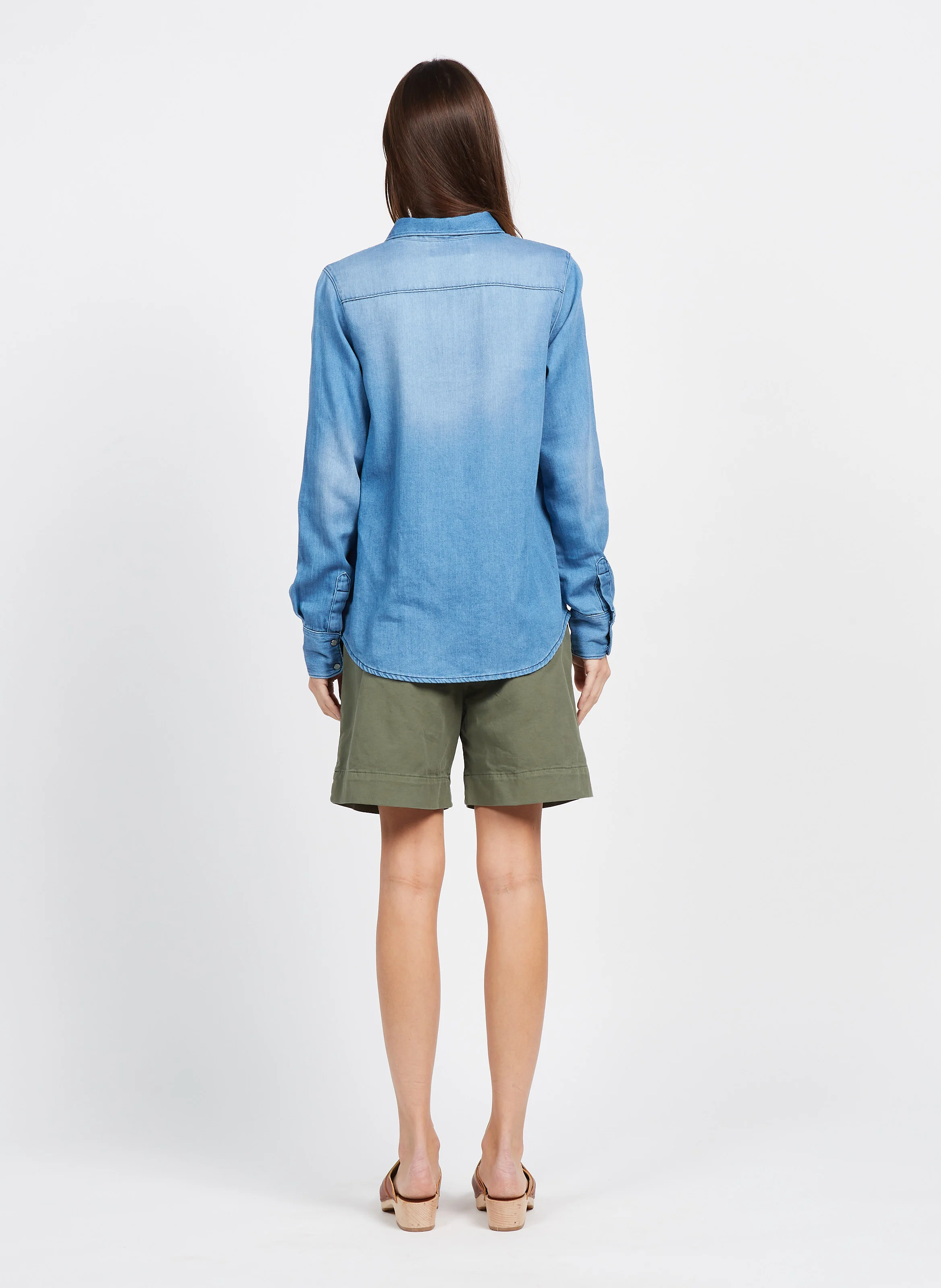 ANJA - Chemise col classique à poches en jean | Bleu